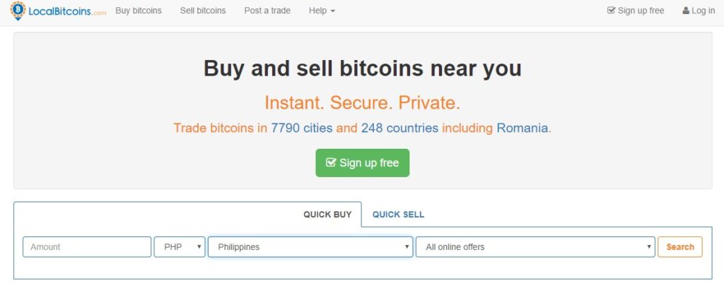 LocalBitcoins User Interface