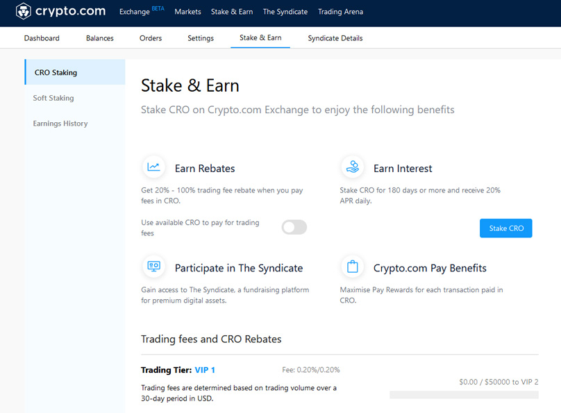 Stake CRO on Crypto.com Exchange