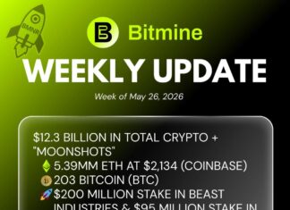 Bitmine Immersion Technologies (BMNR) Announces ETH Holdings Reach 5.39 Million Tokens, and Total Crypto and Total Cash Holdings of $12.3 Billion