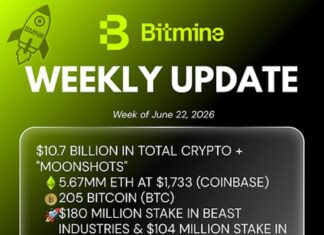 Bitmine Reports 5.67M ETH Holdings, Total Assets Reach $10.7B